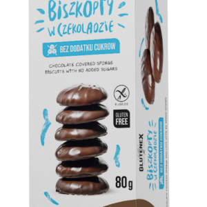 BISZKOPTY W CZEKOLADZIE BEZ DODATKU CUKRÓW BEZGLUTENOWE 80 g - GLUTENEX