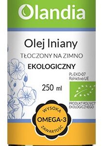 OLEJ LNIANY TŁOCZONY NA ZIMNO BIO 250 ml - OLANDIA